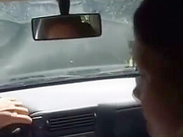 charming tgirl Does hellom handjob In The Car