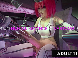 CUSTOMER SERVICE – Huge Tits Futanari Babe Creampies Boss With Her Big Cock To Save Her Employees