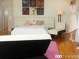 Inked Tranny Cum Sprayed After Interracial Banging With Lena Moon