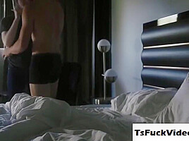 White Transsexual Mistress Throats With Anus Fucked By