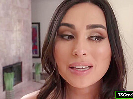 Big tit Asian tgirl Ember Fiera will anal fuck for a present