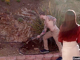 Horny big tits shemales have fucking plans with the neighbor