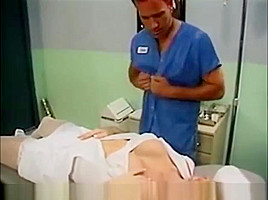 Nurse tranny with two strong man