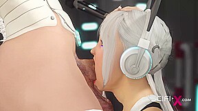 Sci-fi anal sex! Super hot college girl sluts & gets ass fucked by 3d busty dickgirl