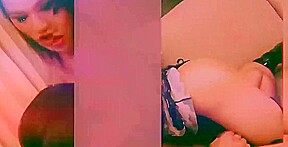 Tattoed Ladyboy in Pink Bra Shows off her Big Cock