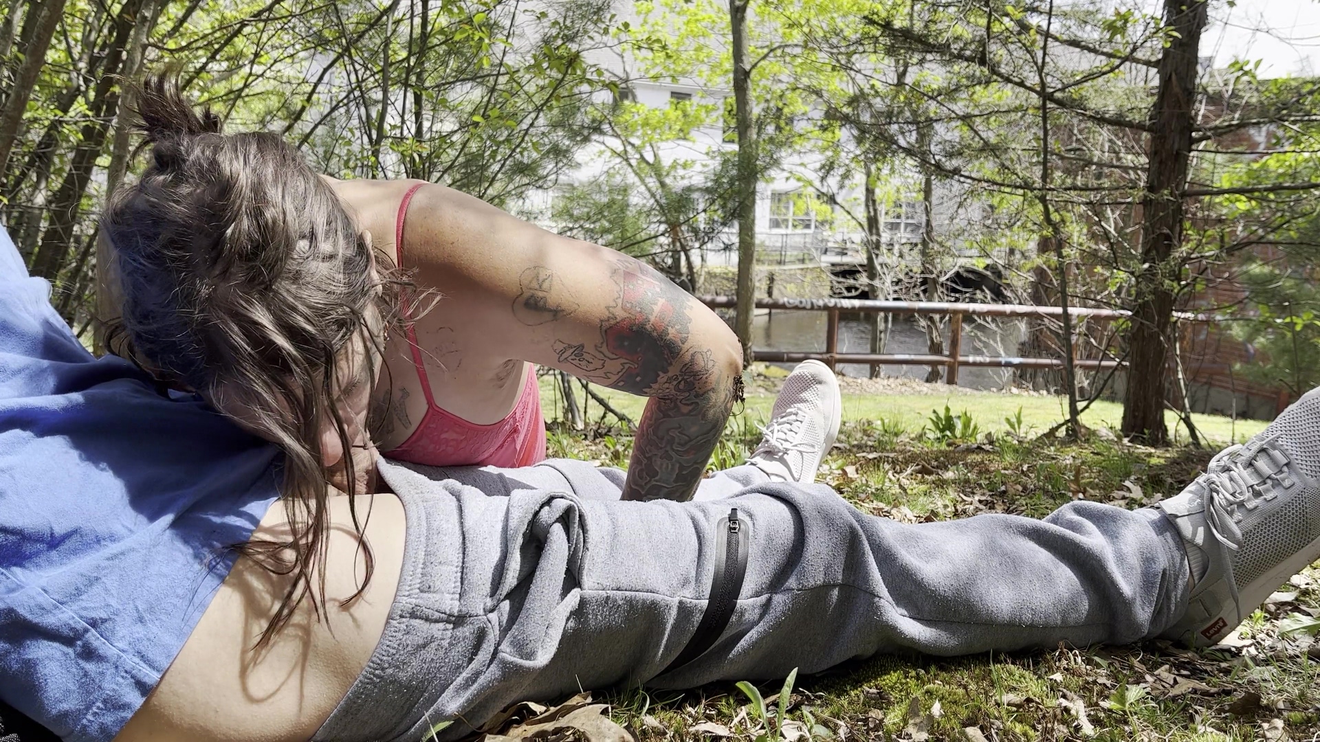Trans Woman Deepthroats Cock In Public
